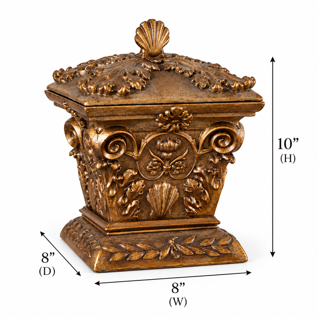 Square Grecian Gold Ornate Decorative Box