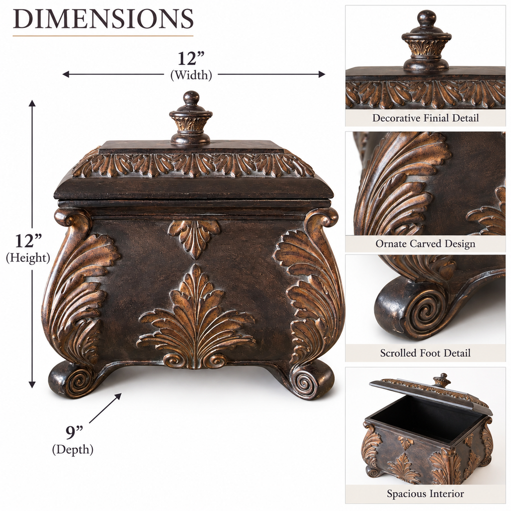 Large Hazelnut and Dark Gold Decorative Box