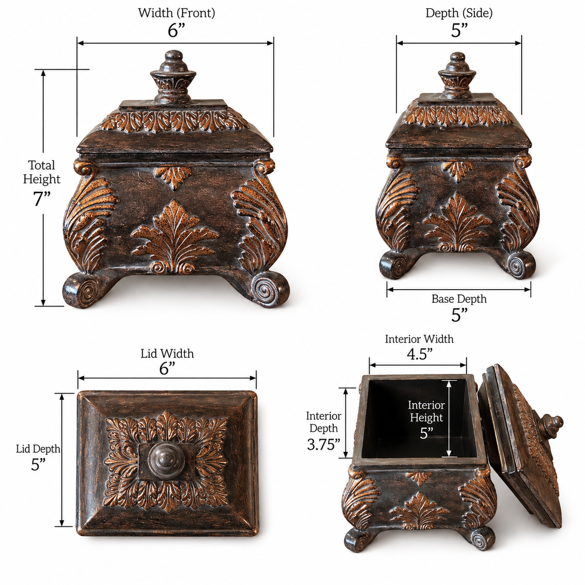 Small Hazelnut and Dark Gold Decorative Box