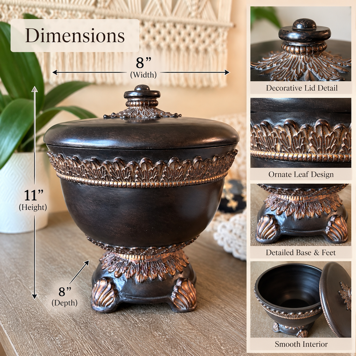 Large Hazelnut and Darkwood Lidded Bowl