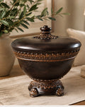 Large Hazelnut and Darkwood Lidded Bowl