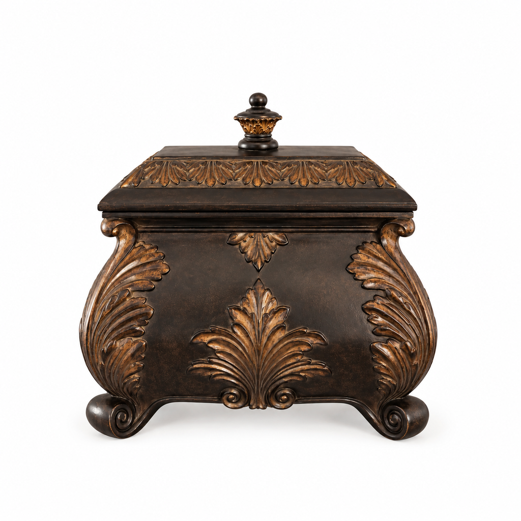 Large Hazelnut and Dark Gold Decorative Box