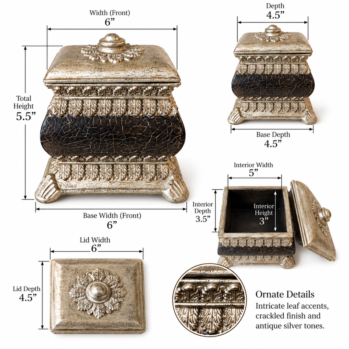 Small Crackled Silver Decorative Box