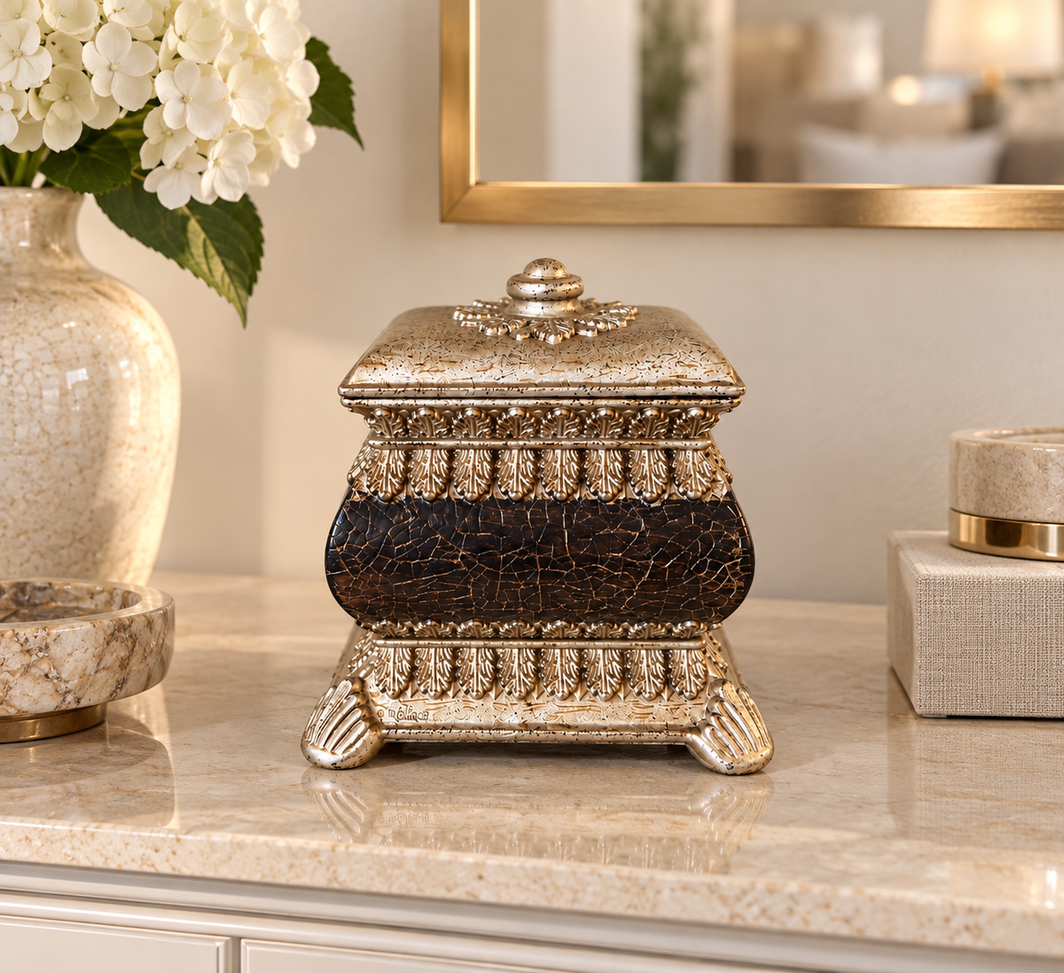 Small Crackled Silver Decorative Box