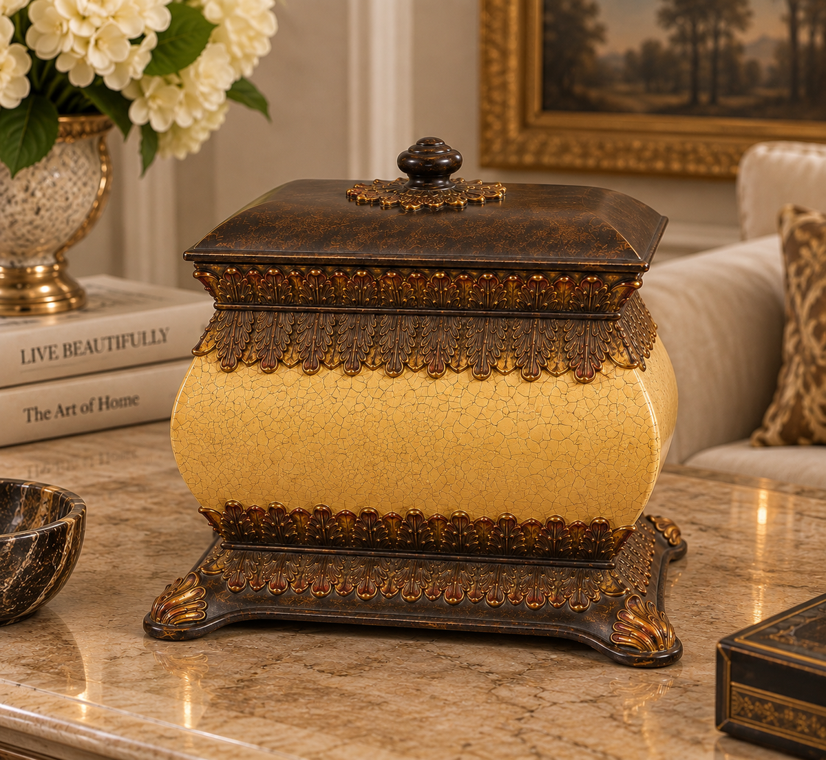 Large Crackled Eggshell Ornate Decorative Box