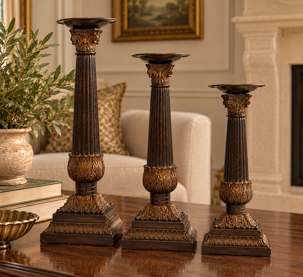 Hazelnut and Dark Good Candle Holder Set