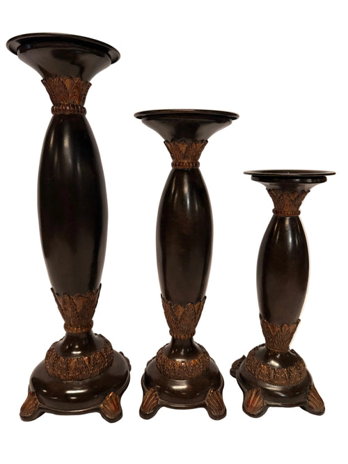 Gilded Laurel Candle Holder Trio