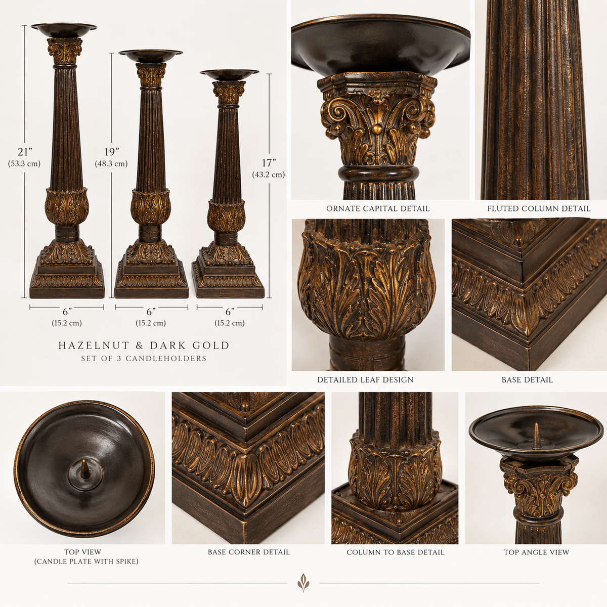 Hazelnut and Dark Good Candle Holder Set