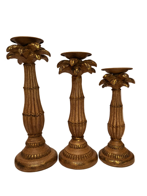 Driftwood Palm Tree Candle Holder Set