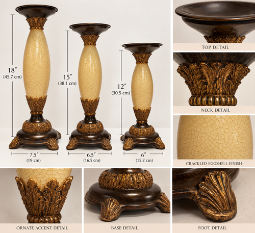 Crackled Eggshells Decorative Candle Holder Set of 3