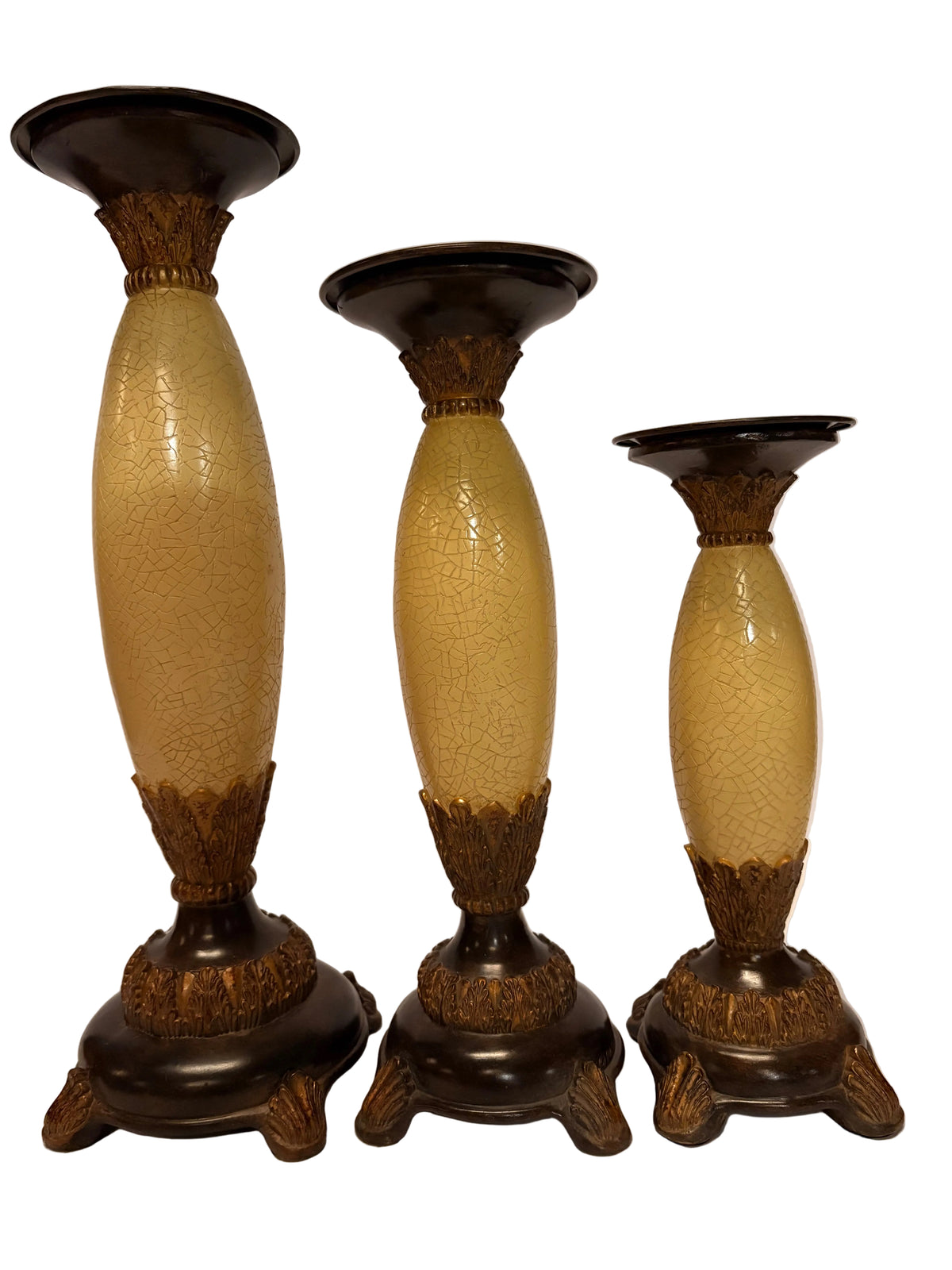 Crackled Eggshells Decorative Candle Holder Set of 3